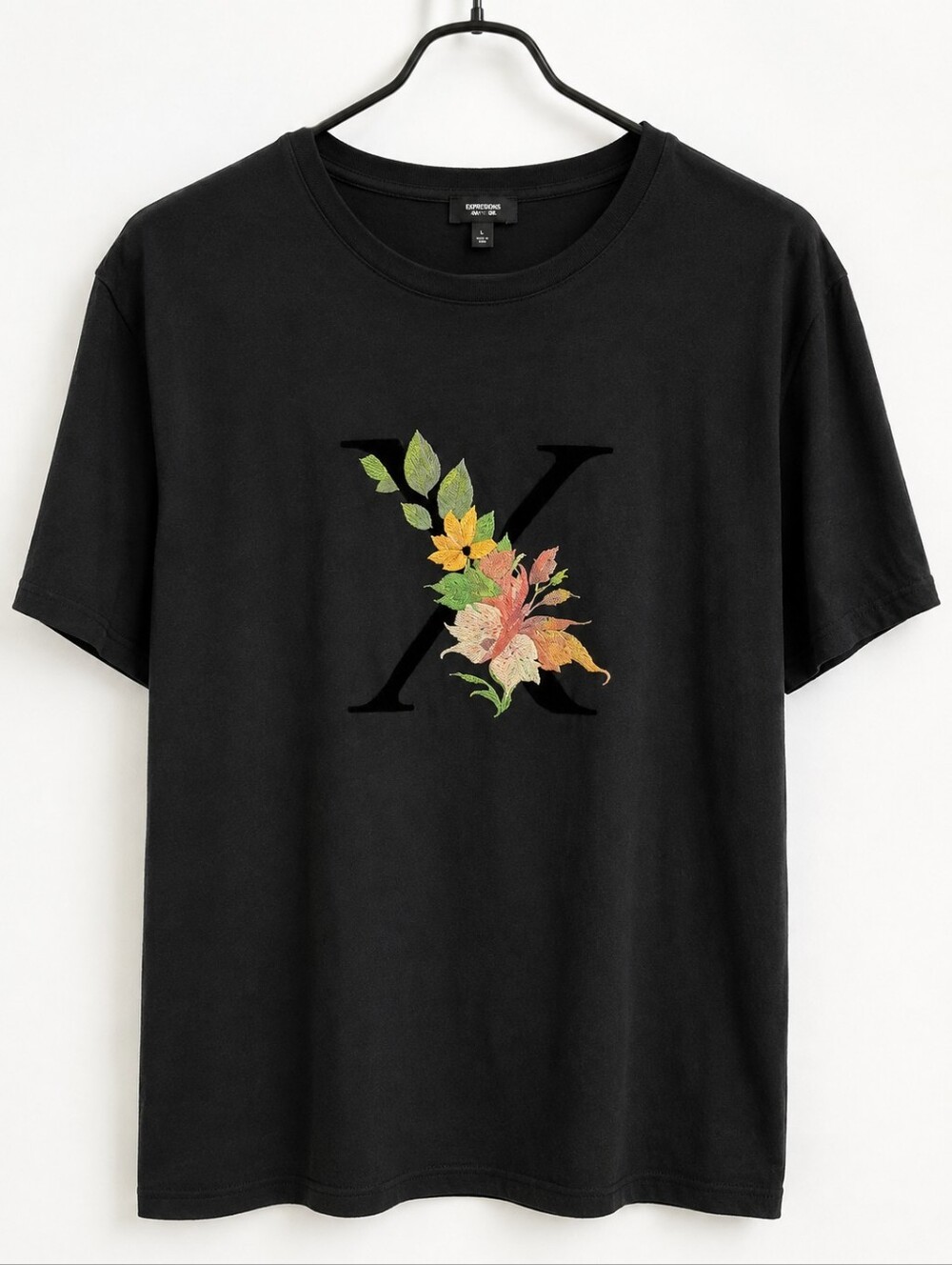 Express Black Tee with Floral 'X' Graphic